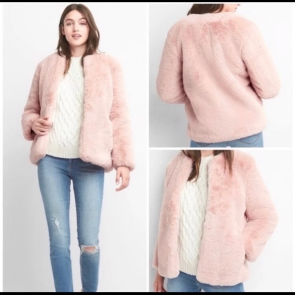 GAP Faux Fur Pink Coat